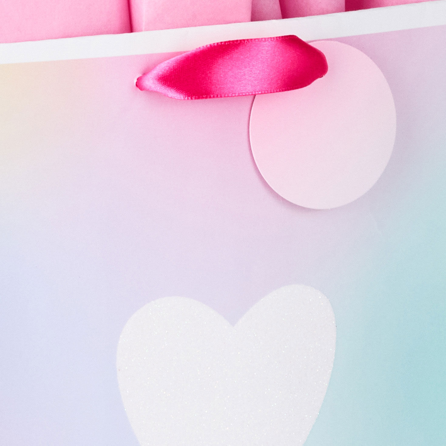 Ombr&eacute; Pastel Medium Valentine's Day Gift Bag & Tissue upclose handle detail image number 4