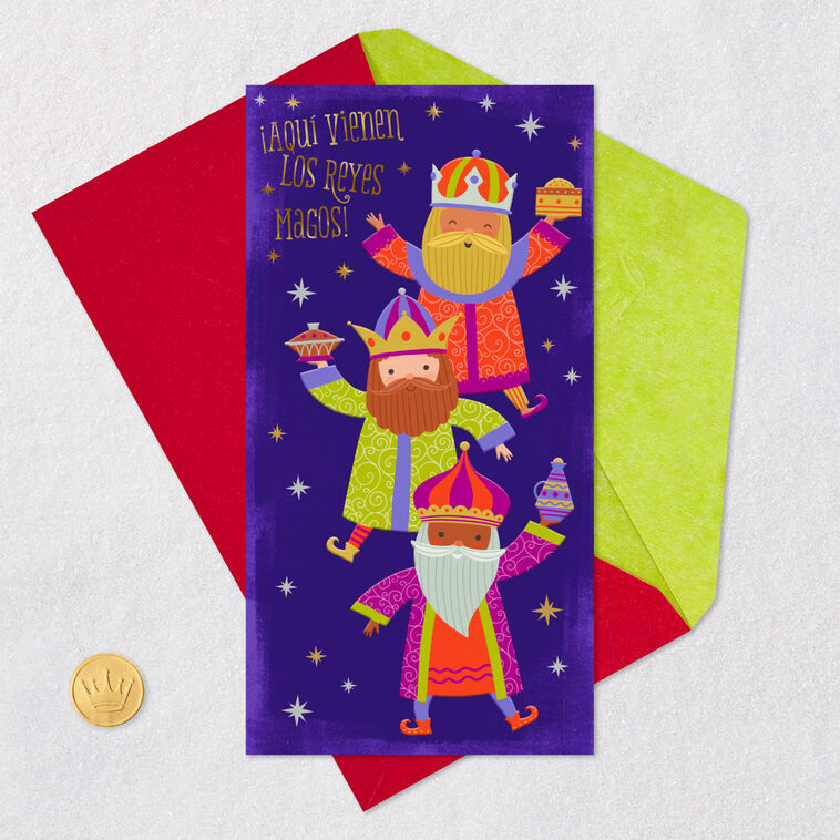 Colorful Wise Men Gift Card Holder Christmas Card Card Front with Envelope and Gold Seal image number 5