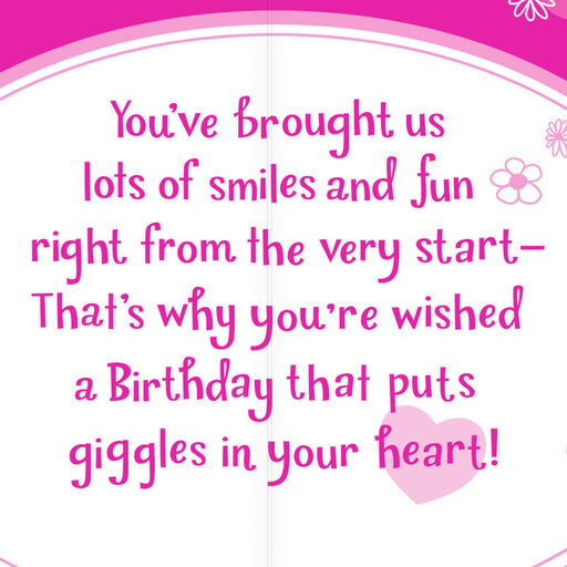 Giggles in Your Heart Birthday Card for Granddaughter, 