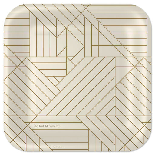Gold Geometric on Ivory Square Dinner Plates, Set of 8, 