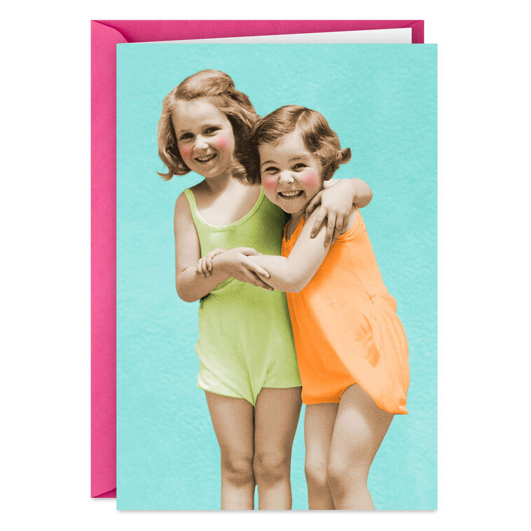 Retro Photo of Two Girls Friendship Card for Her  image number 1