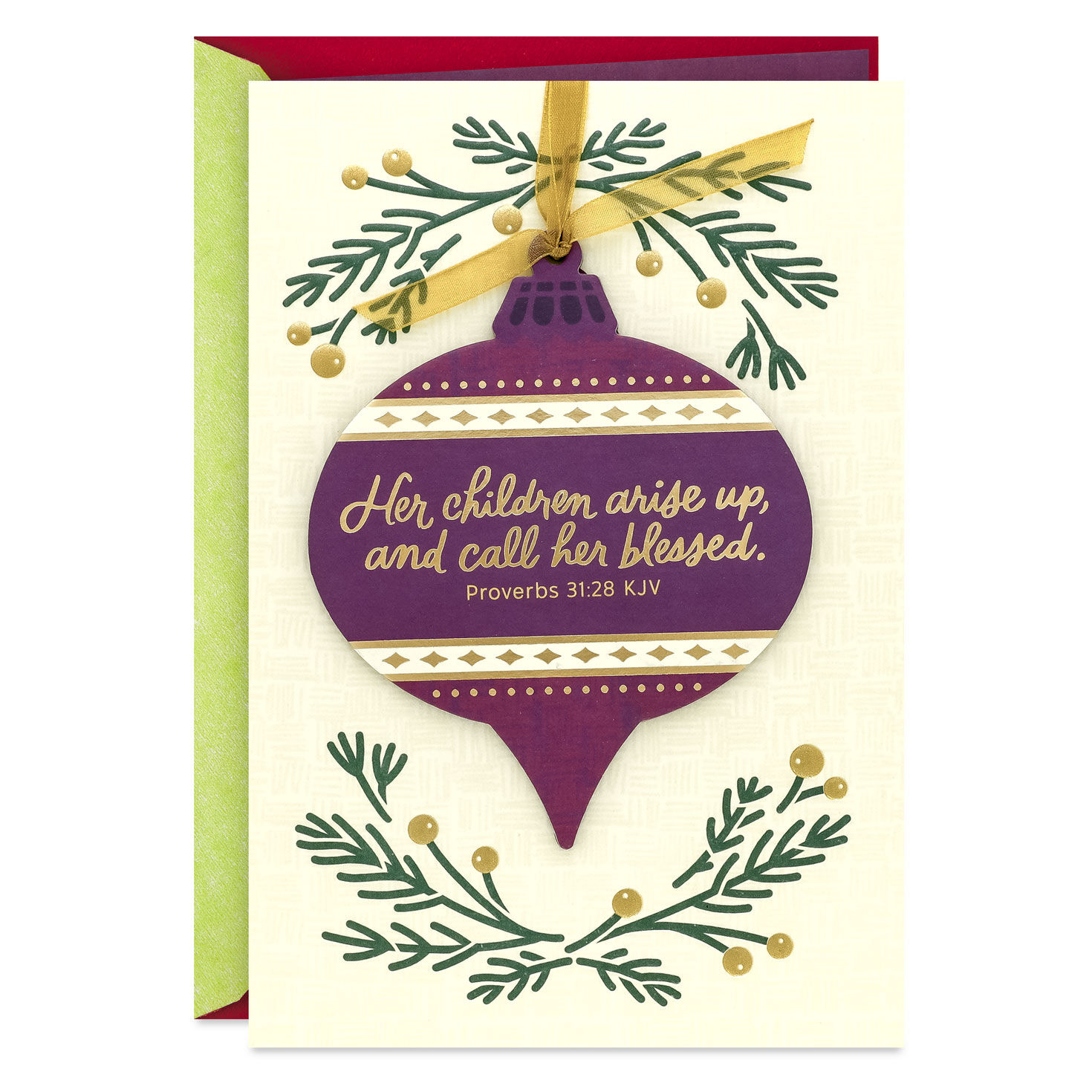 Her Children Call Her Blessed Religious Christmas Card for Mom With Detachable Ornament