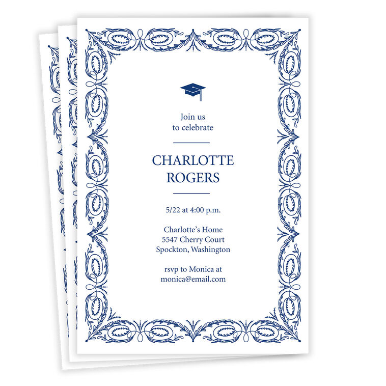 Elegant Border Graduation Invitation