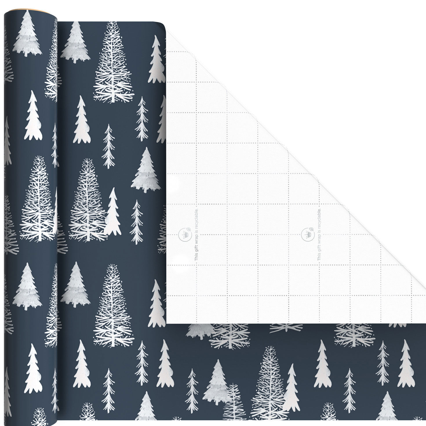 Blue Winter Trees 3-Pack Mini Xmas Gift Wrap Rolls Wrap Square image number 4