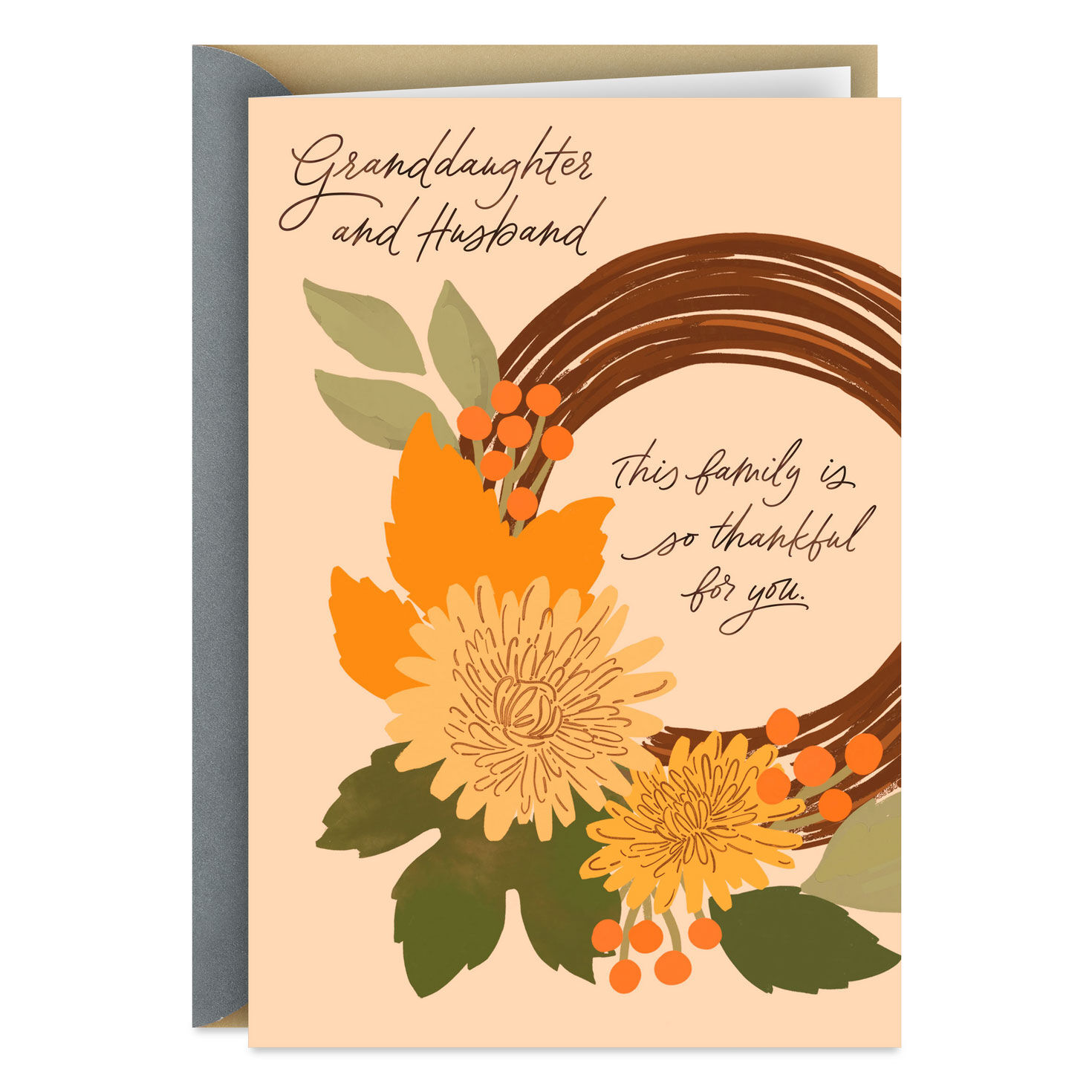 You Two Make Us Smile Thanksgiving Card for Granddaughter and Husband