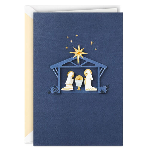 Nativity on Blue Boxed Christmas Cards, Pack of 10, 