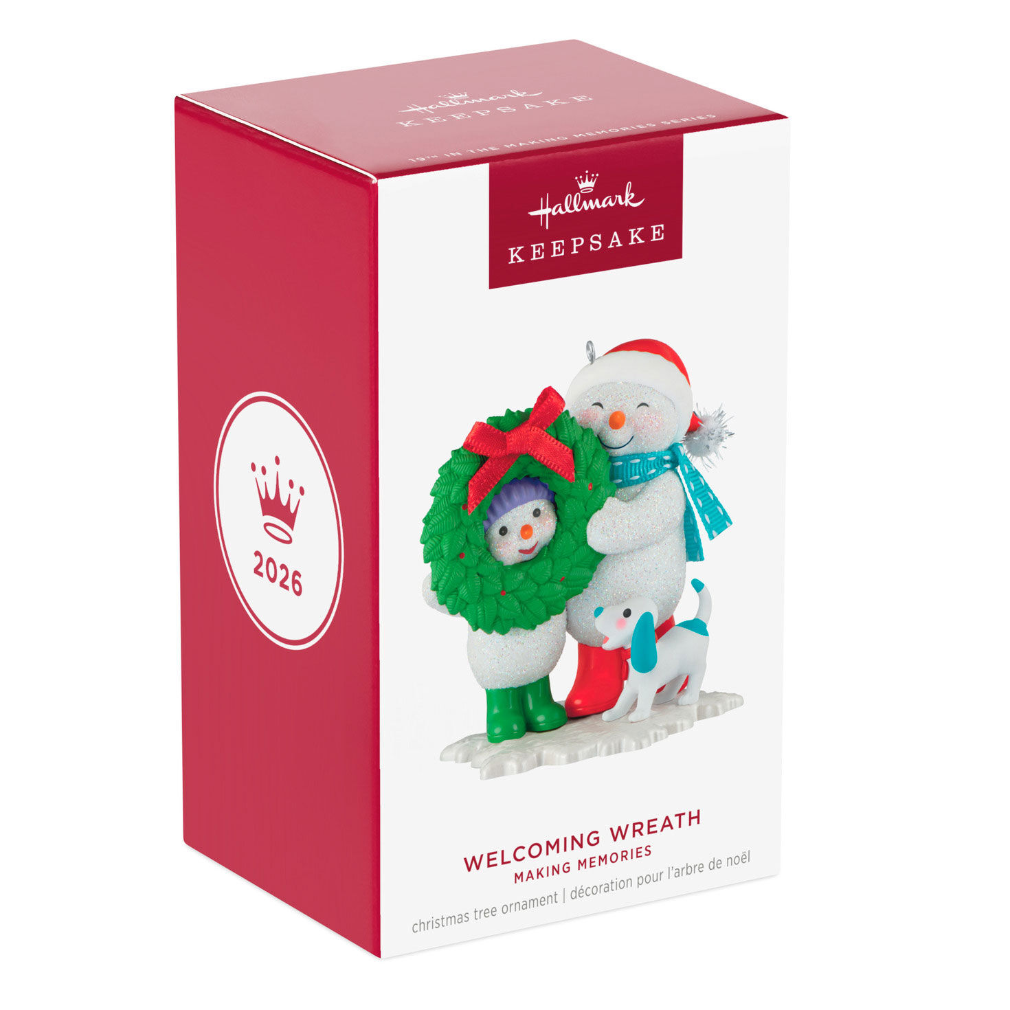 Snowmen With Wreath and Dog Keepsake Ornament Package Front image number 7