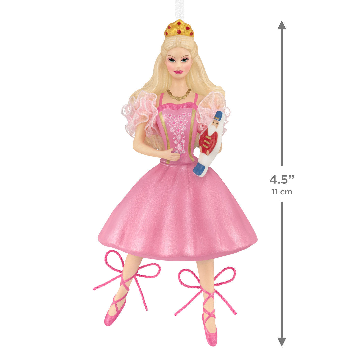 Barbie Nutcracker Ballet Pink Dress Ornament measurement image number 3