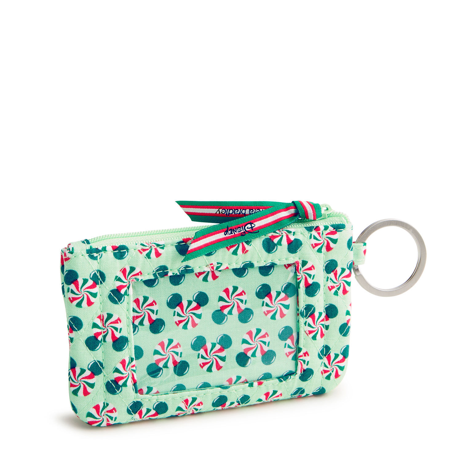 Green With Peppermint Mickey Ears Zip Pouch Back image number 2