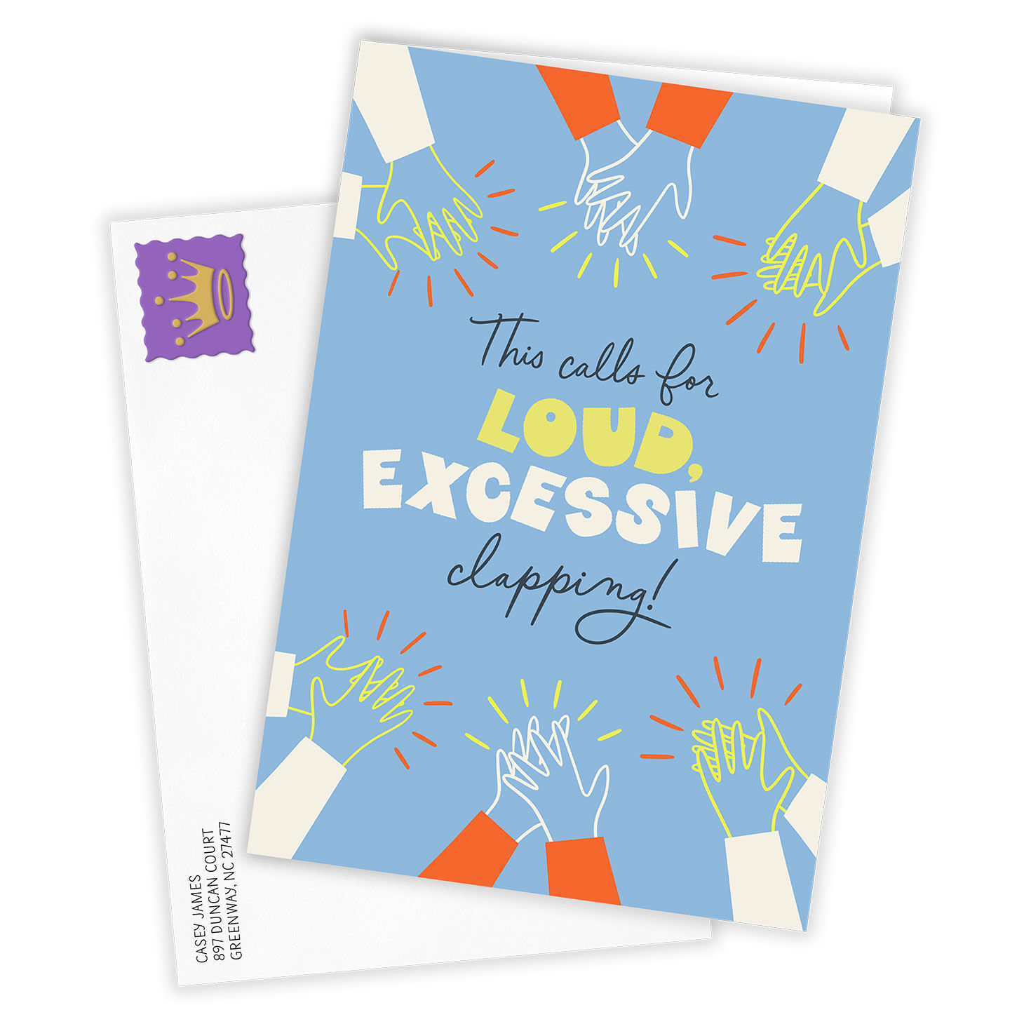 Hands Clapping Personalized Congrats Card Card Front with Envelope image number 2