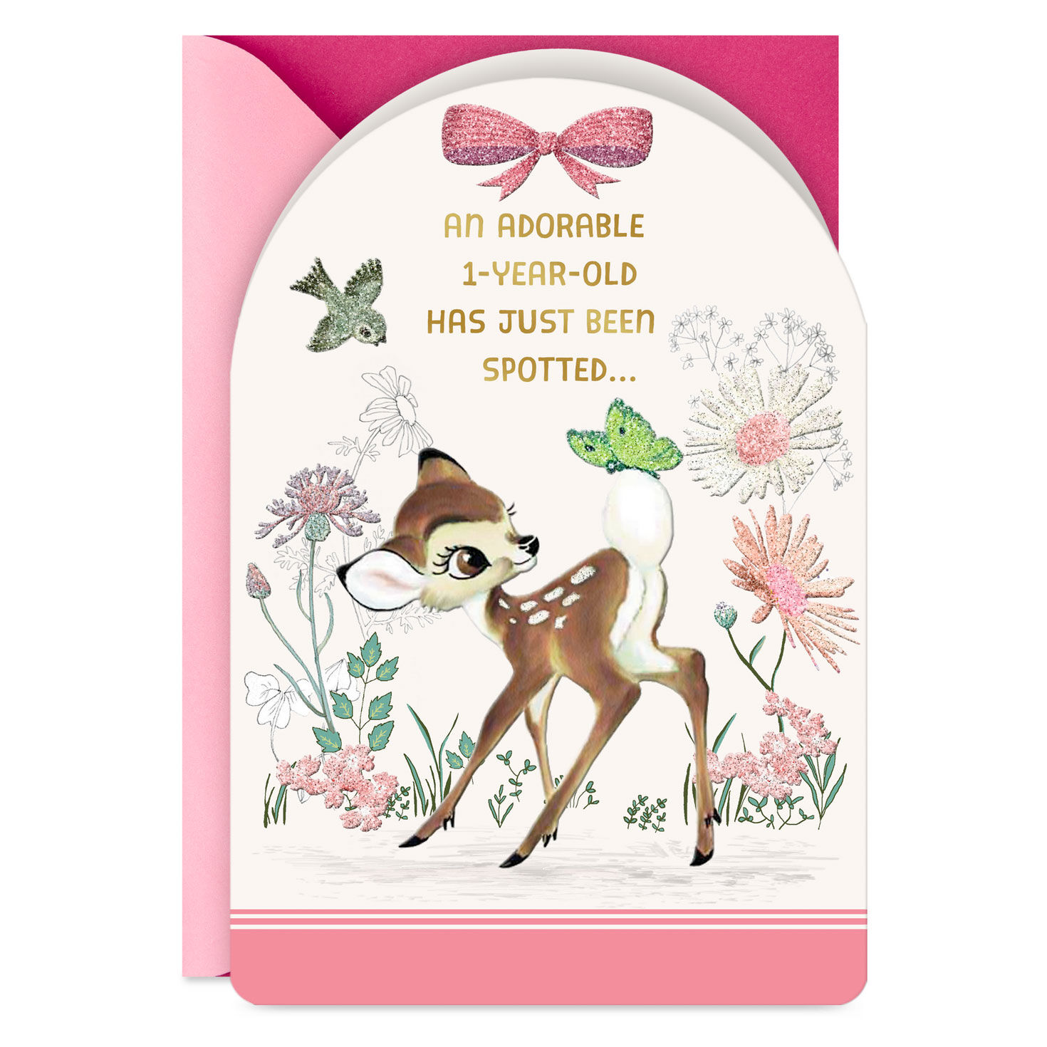 Disney Bambi Wonder and Fun First Birthday Card for Girls