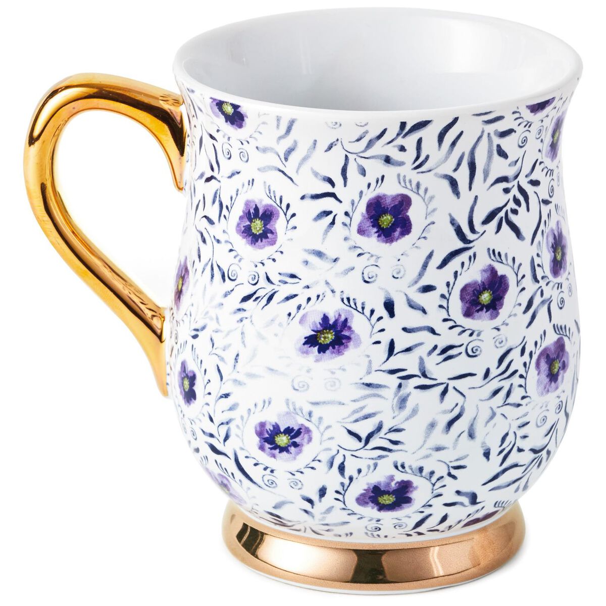 Patina Vie Loved and Lovely Purple Floral Ceramic Mug, 13.5 oz. - Mugs ...