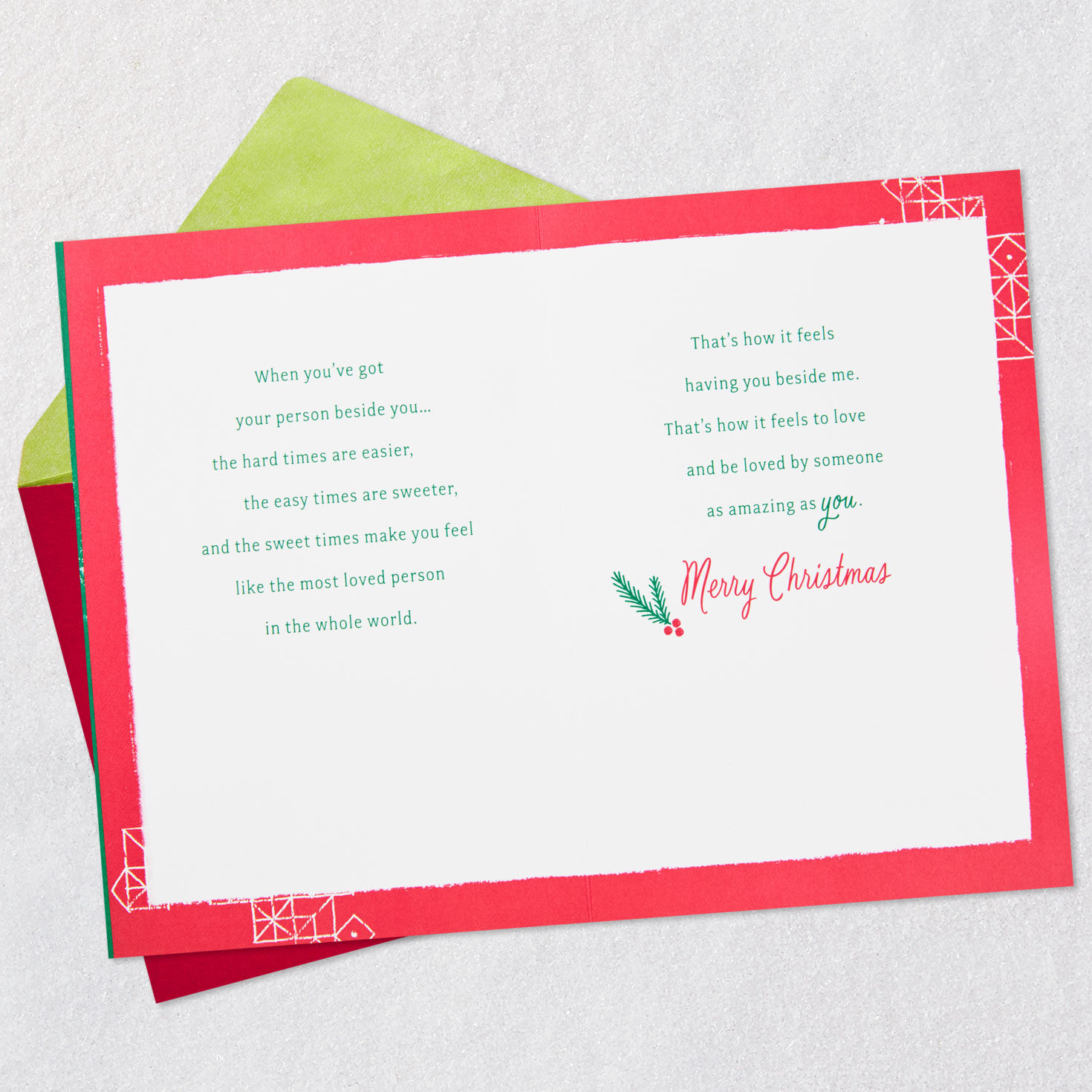 Festive Holiday Stockings Wife Christmas Card Open card with envelope image number 4