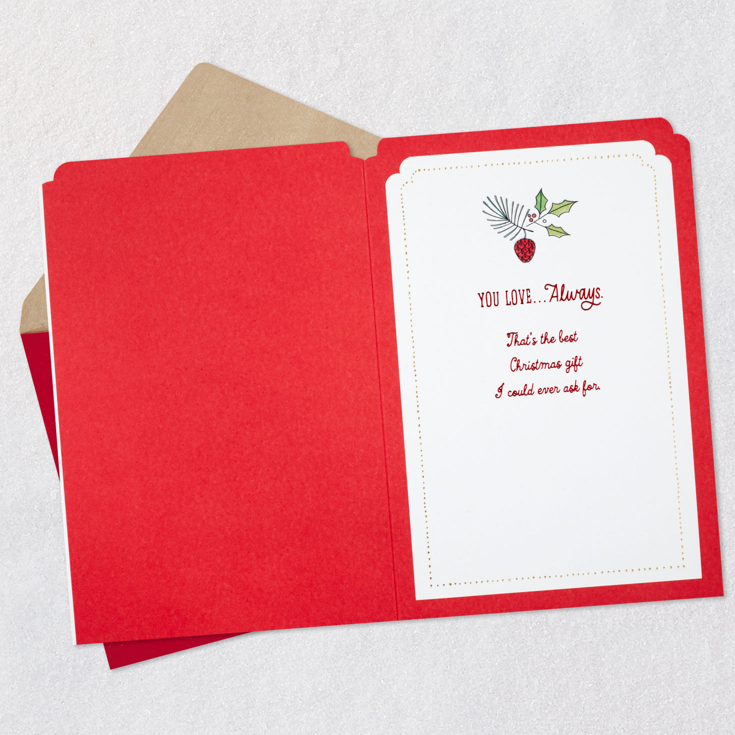 Holiday Greenery Mom Christmas Card Open card with envelope image number 3