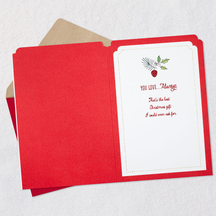 Holiday Greenery Mom Christmas Card Open card with envelope image number 3