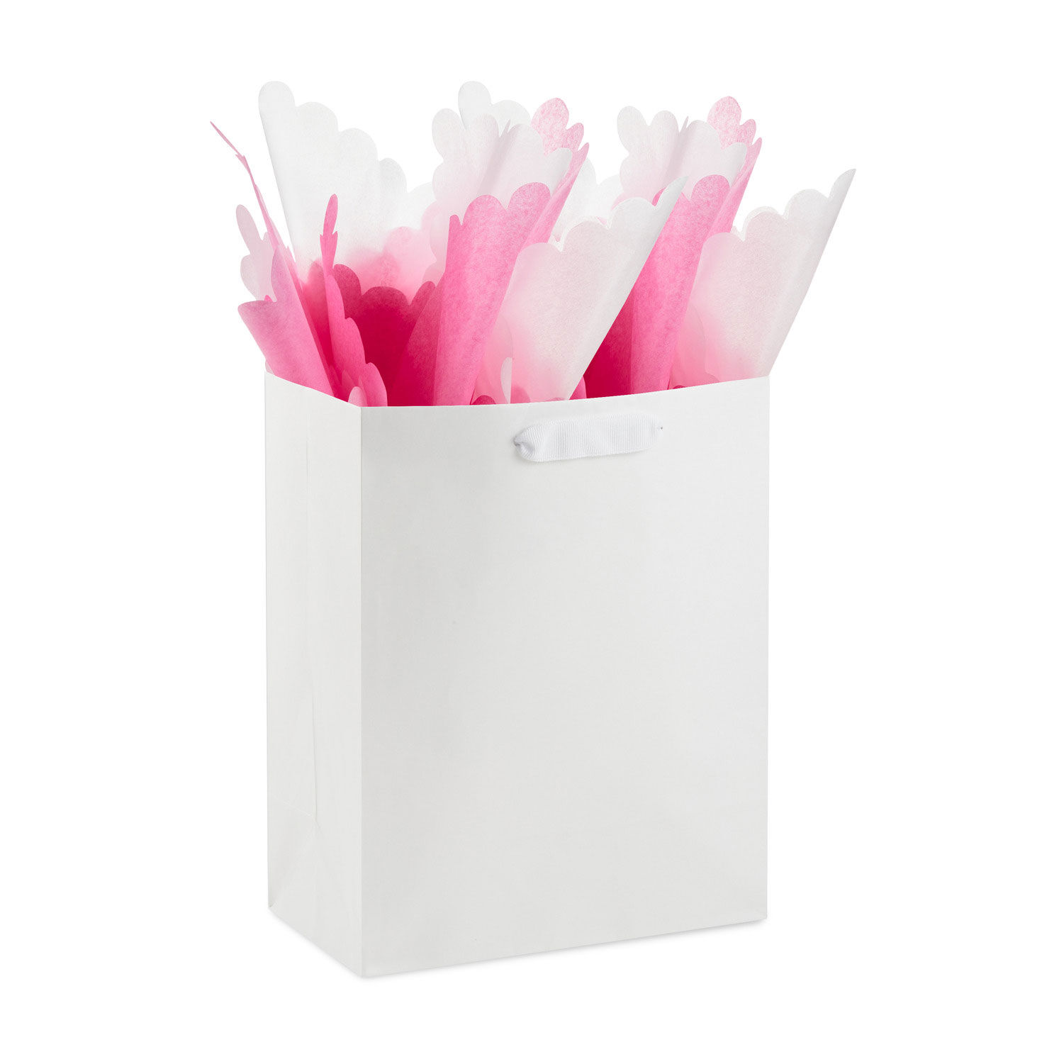 Scalloped Solid Pink and White 2-Pack Tissue Paper in use image number 5