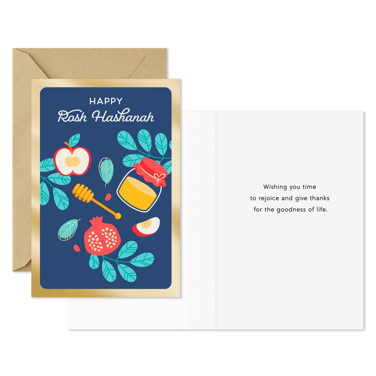 Fruit and Honey Rosh Hashanah Cards Assortment Card Front with Sentiment image number 3
