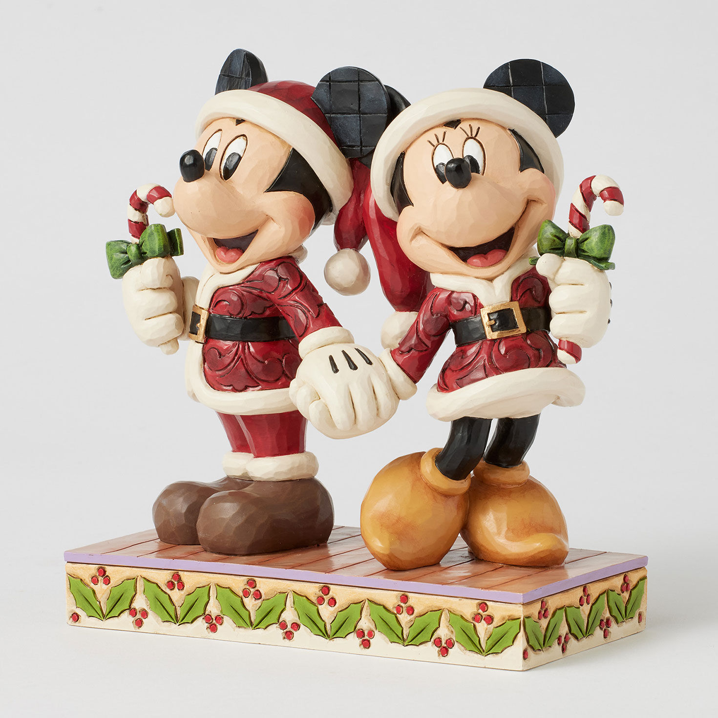 Jim Shore Mickey and Minnie in Santa Suits Figurine angled image number 4