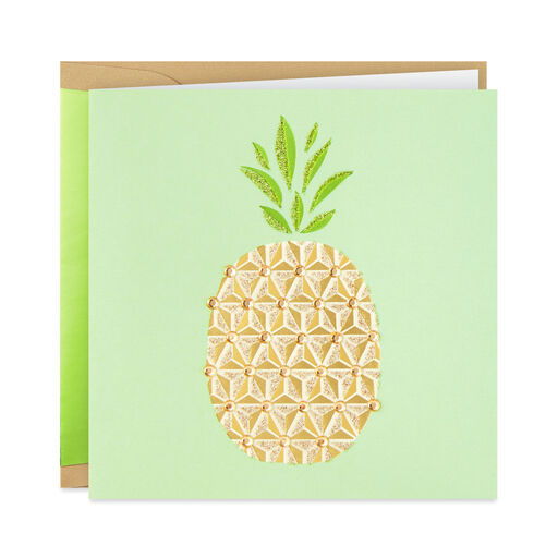 Golden Pineapple Blank Card, 