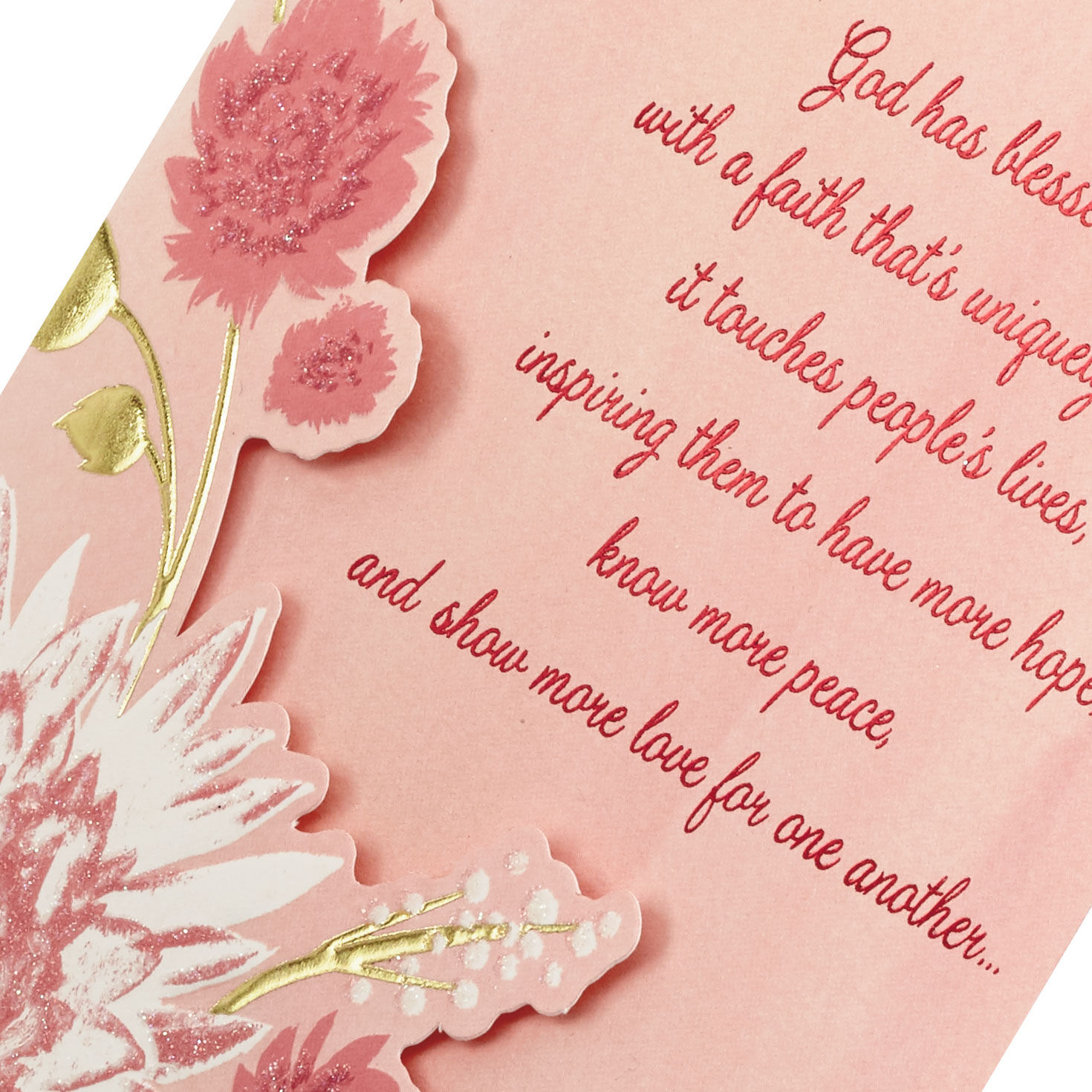 Pink and Gold Flowers Religious Mother's Day Card for Mother Card Front Detail image number 5