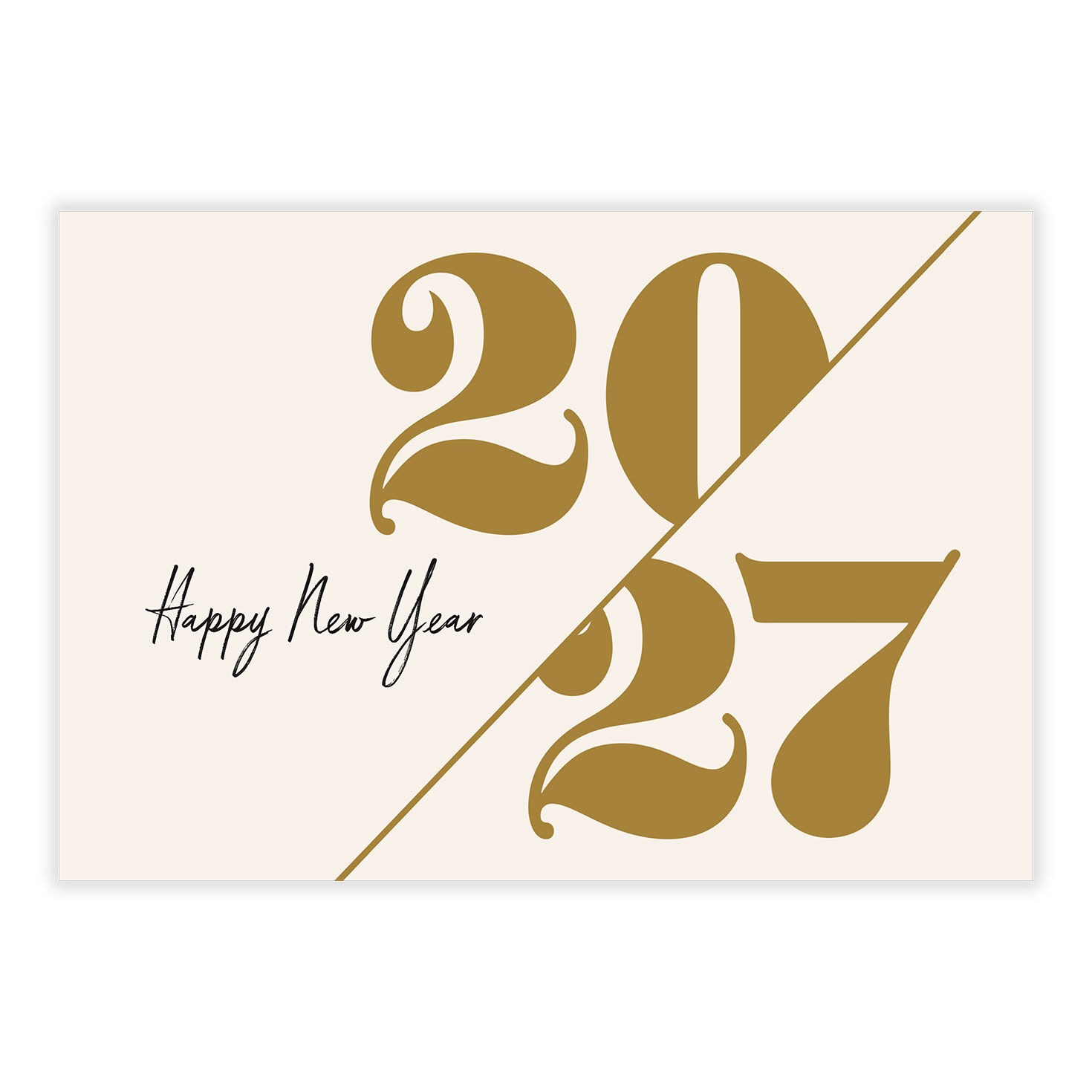 Large Gold 2027 Personalized New Year Card front image number 2
