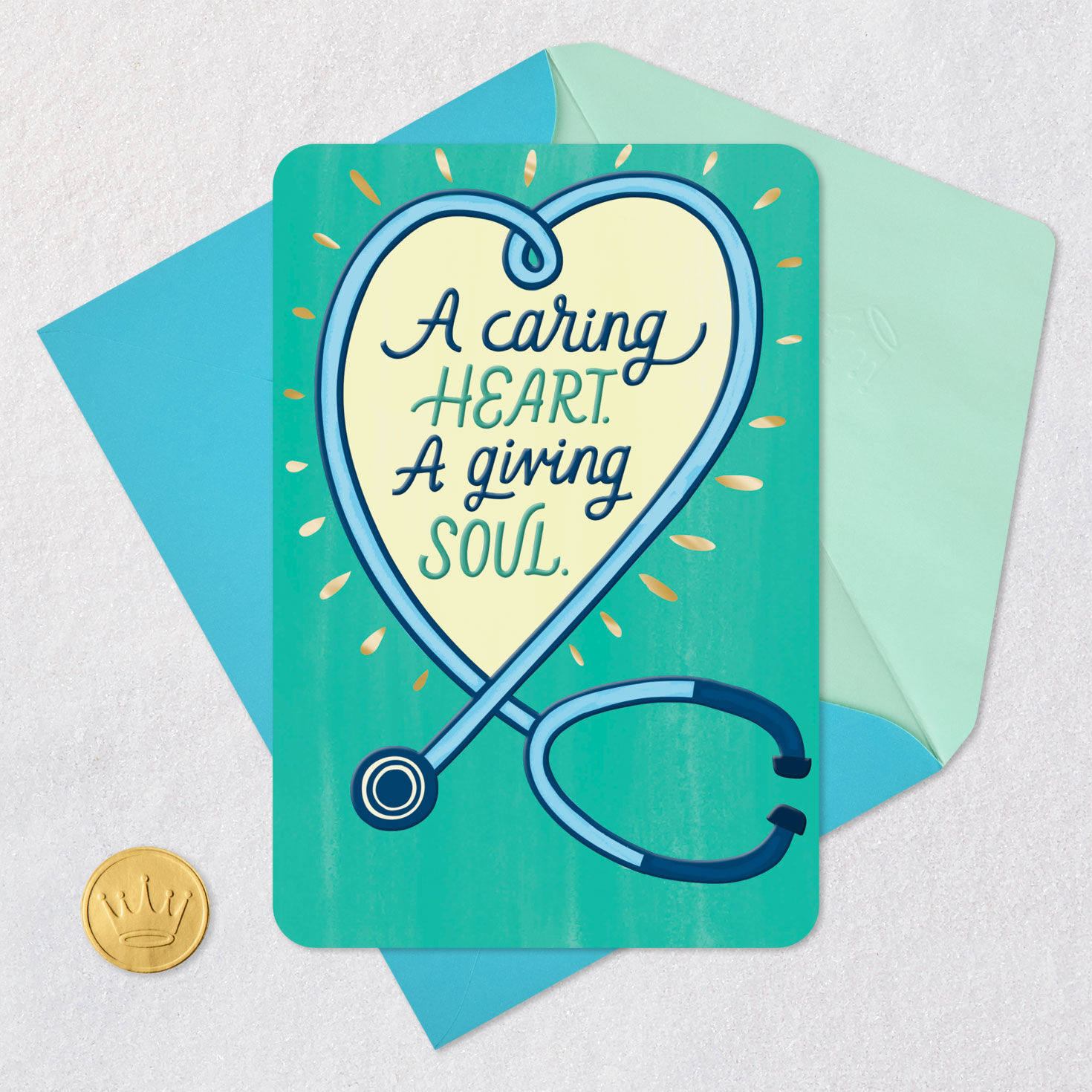 Caring Heart Stethoscope Nurses Day Card Card Front with Envelope and Gold Seal image number 6