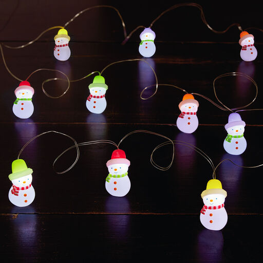 Gumdrop Snowman 10-Light Christmas String Lights, 10', 