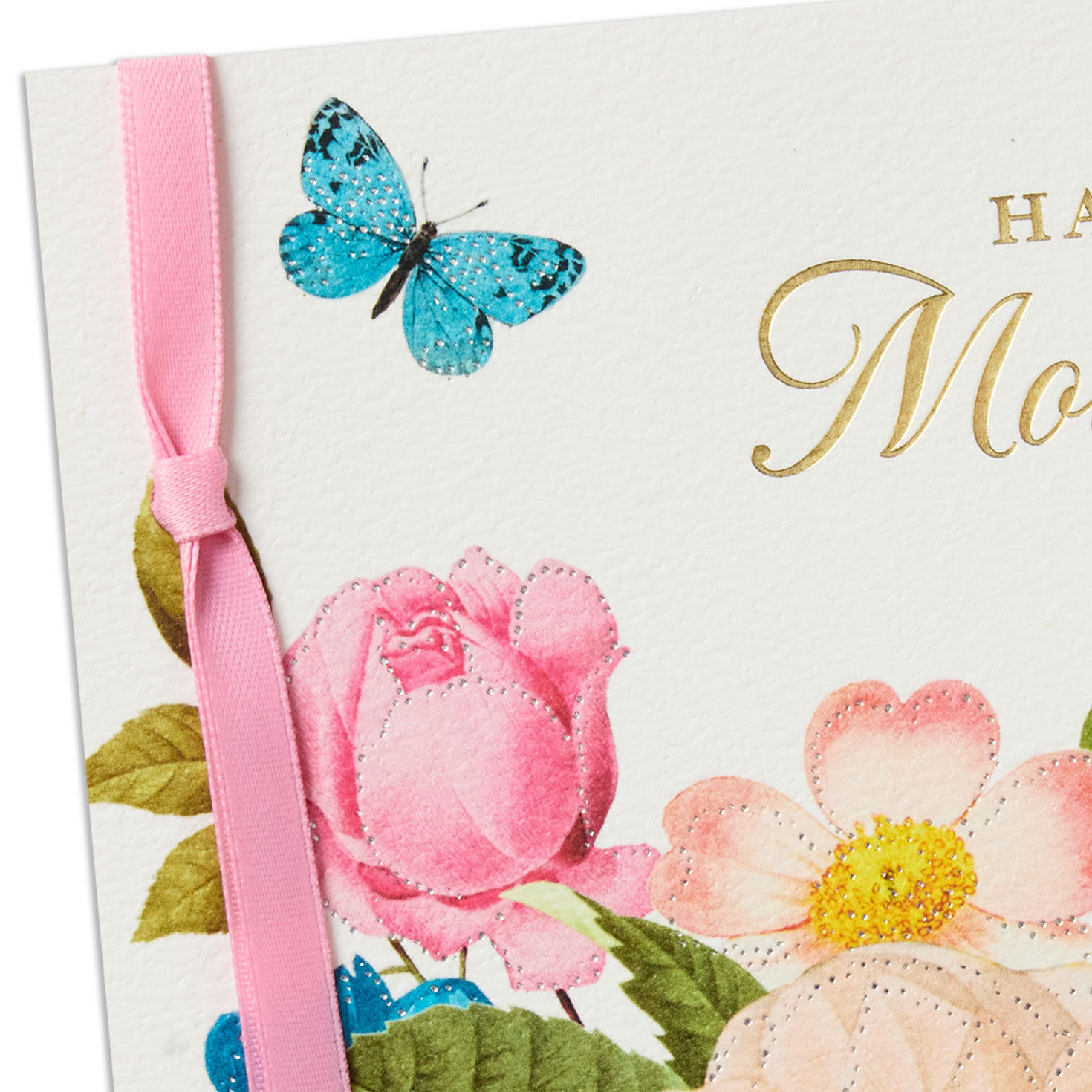 Blue Butterfly and Flowers Happy Mother's Day Card Card Front Detail image number 5