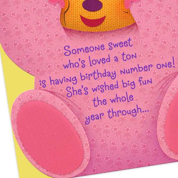 Peek-a-Boo Bear First Birthday Card for Her, , large image number 4