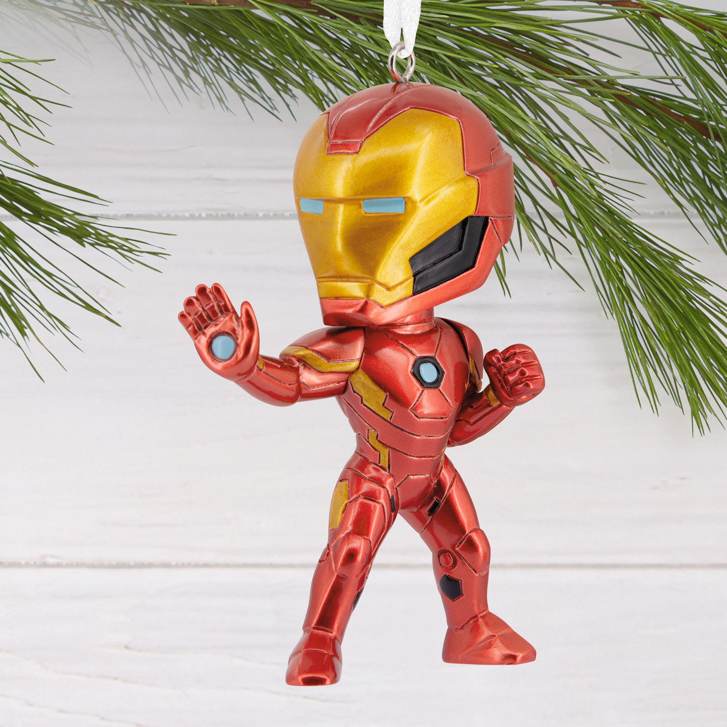 Iron Man Stylized Christmas Ornament hanging on tree image number 2