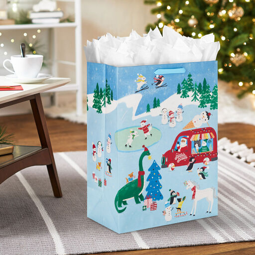 20" Santa's Ice Cream Truck Jumbo Christmas Gift Bag, 