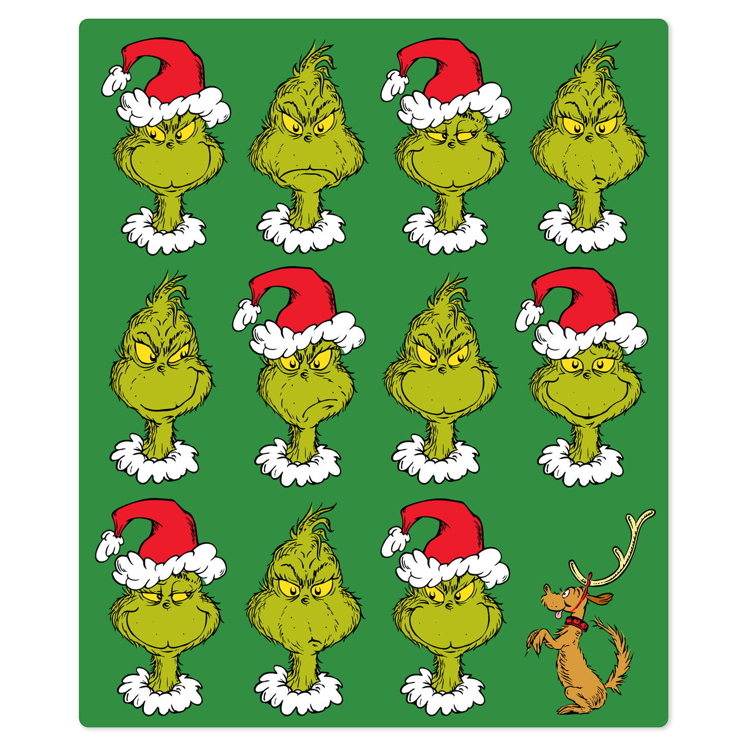 Dr. Seuss Grinch Faces Fleece Blanket 51x62 Pillows Blankets Hallmark