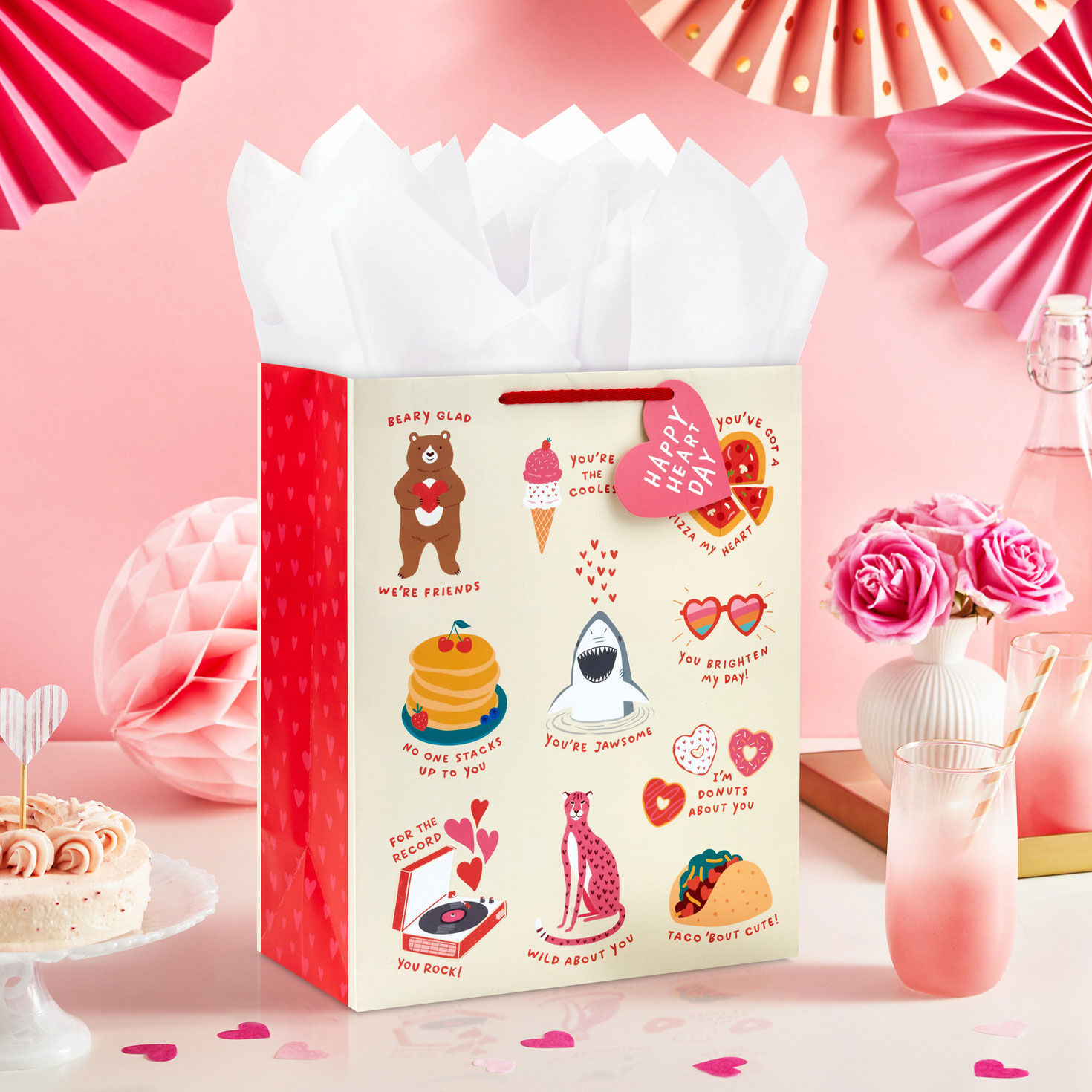 Happy Valentine's Day Puns Large Gift Bag in use image number 2
