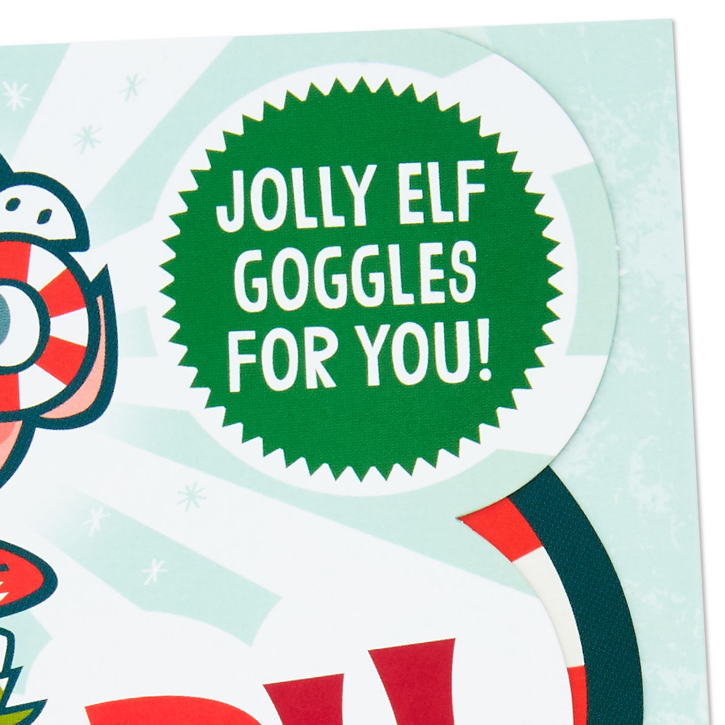 Green Elf Christmas Card for Kid with Detachable Glasses Card Front Detail image number 4