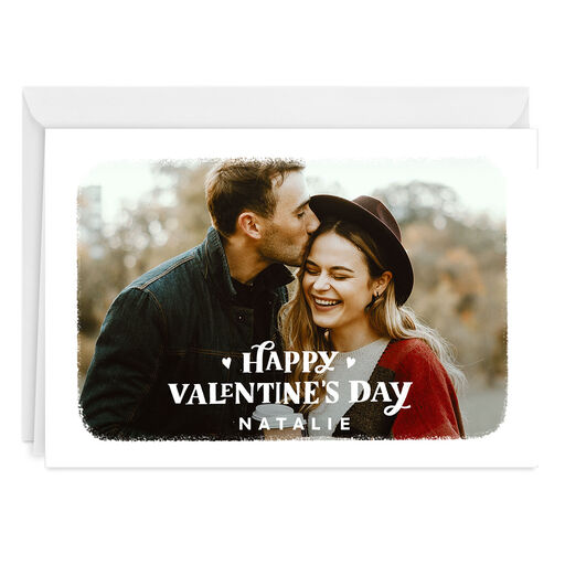 White Frame Horizontal Folded Valentine's Day Photo Card, 