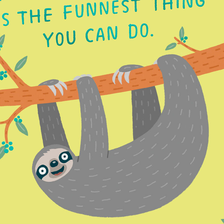 Sloth Hanging from Branch Funny Thinking of You Card Card Front Detail image number 4