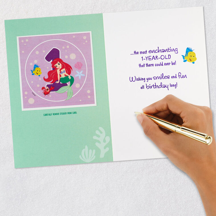 Disney The Little Mermaid First Birthday Card for Girl With Sticker, , large image number 7