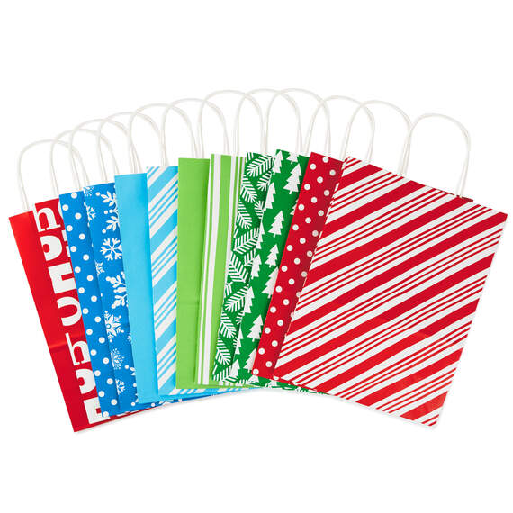 13" Bright Fun 12-Pack Assorted Christmas Gift Bags, , large image number 4
