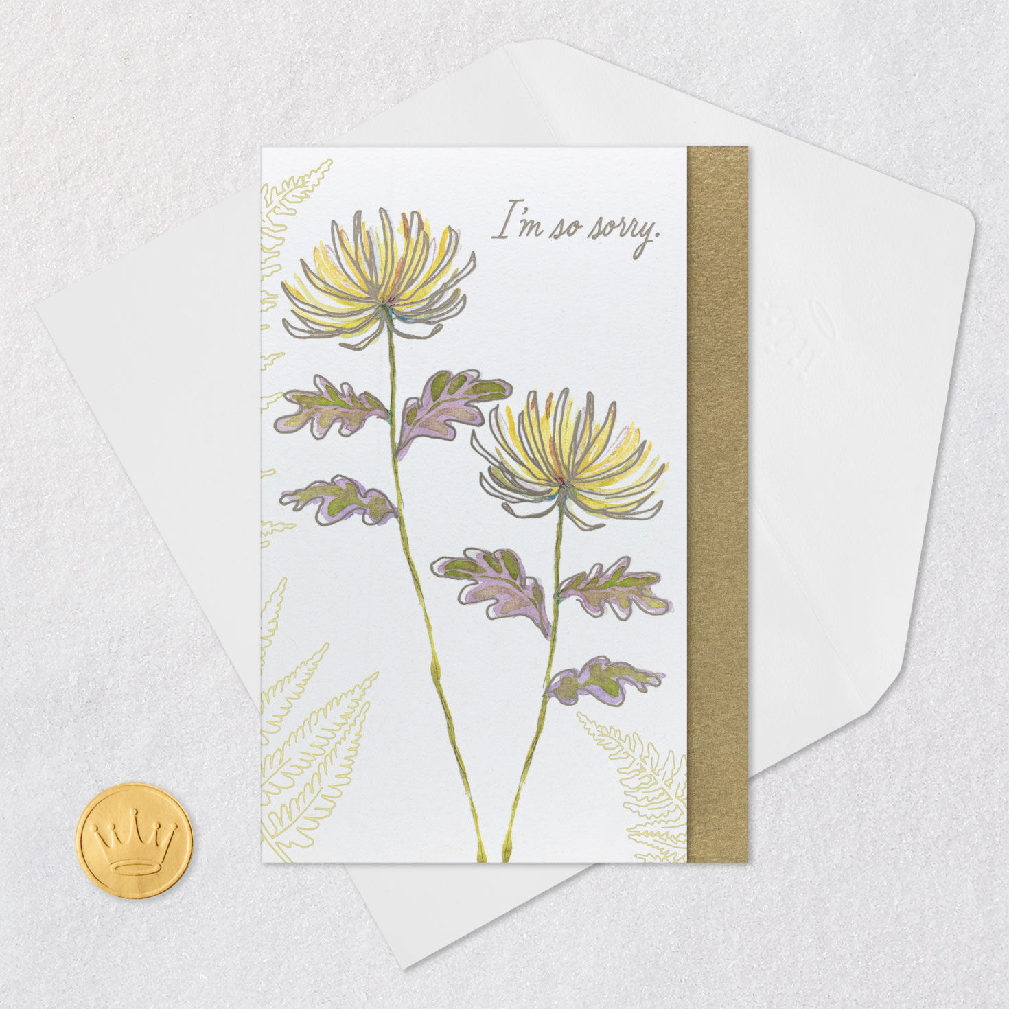 Wildflowers I'm So Sorry Sympathy Card Card Front with Envelope and Gold Seal image number 6
