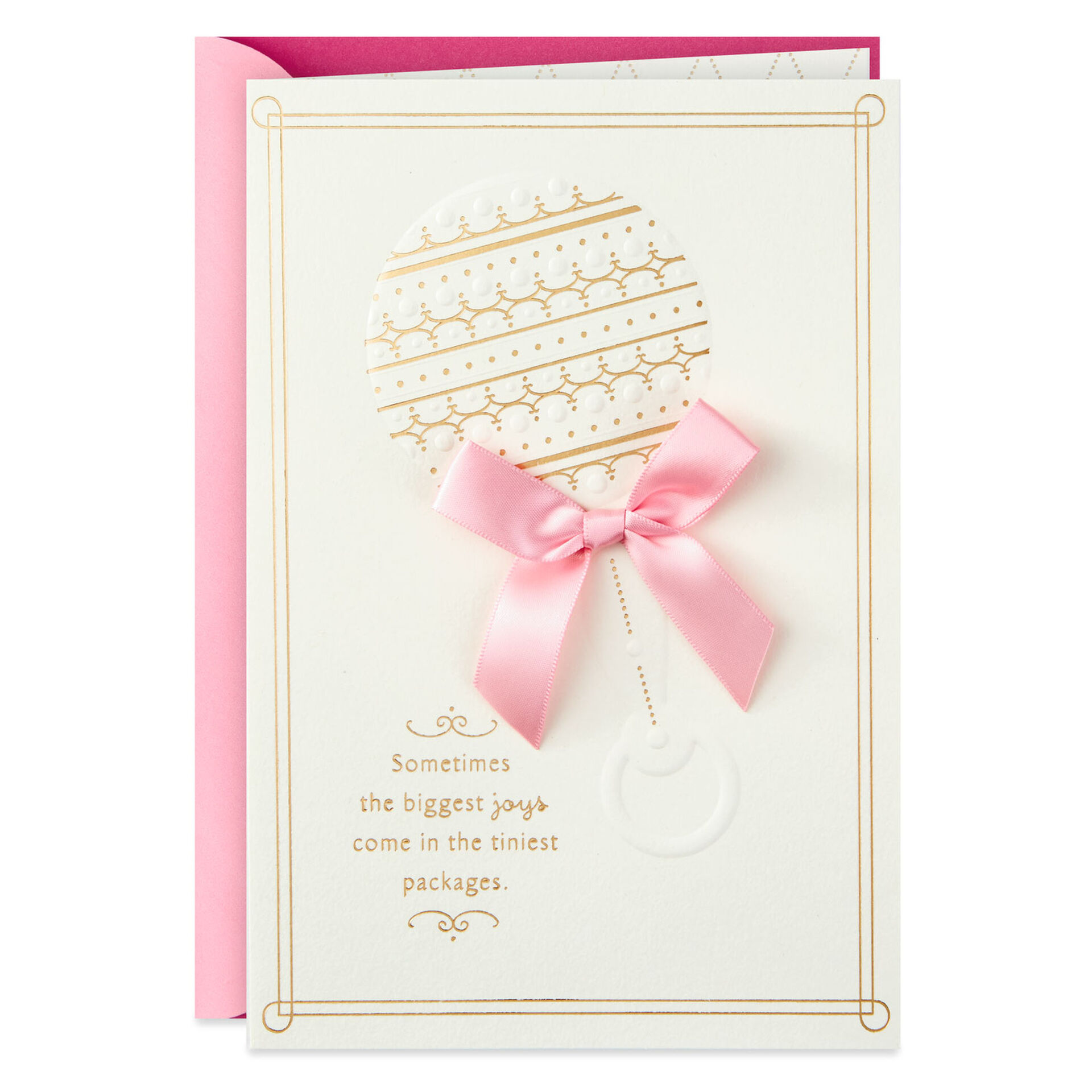 Shower Of Wishes Pink Baby Rattle Baby Shower Card Greeting