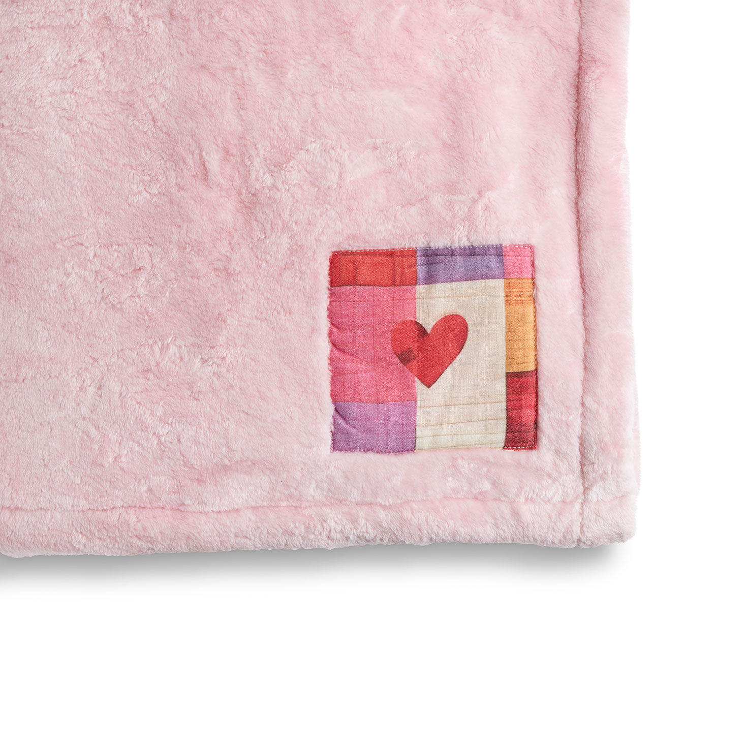 Pink Plush Blanket With Heart Patch and Bracelet Set upclose view image number 2