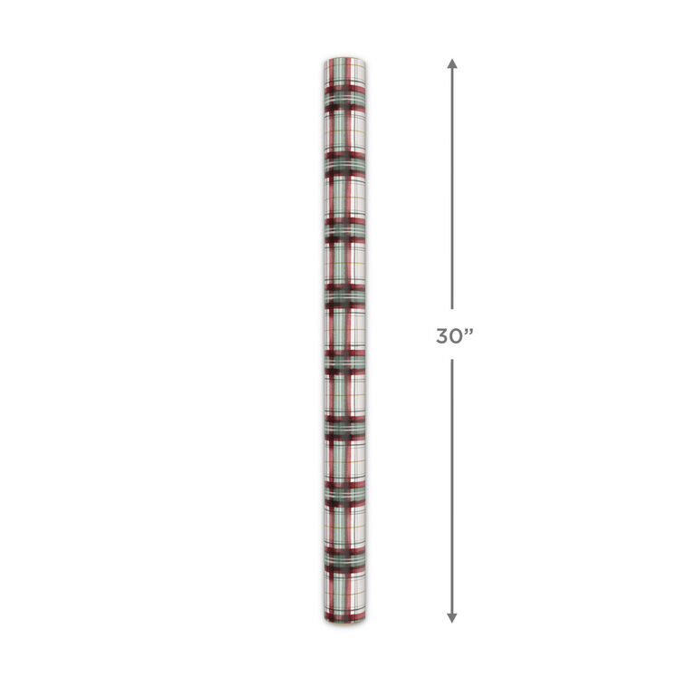 Farmhouse Plaid on White Christmas Gift Wrap Measurement image number 5