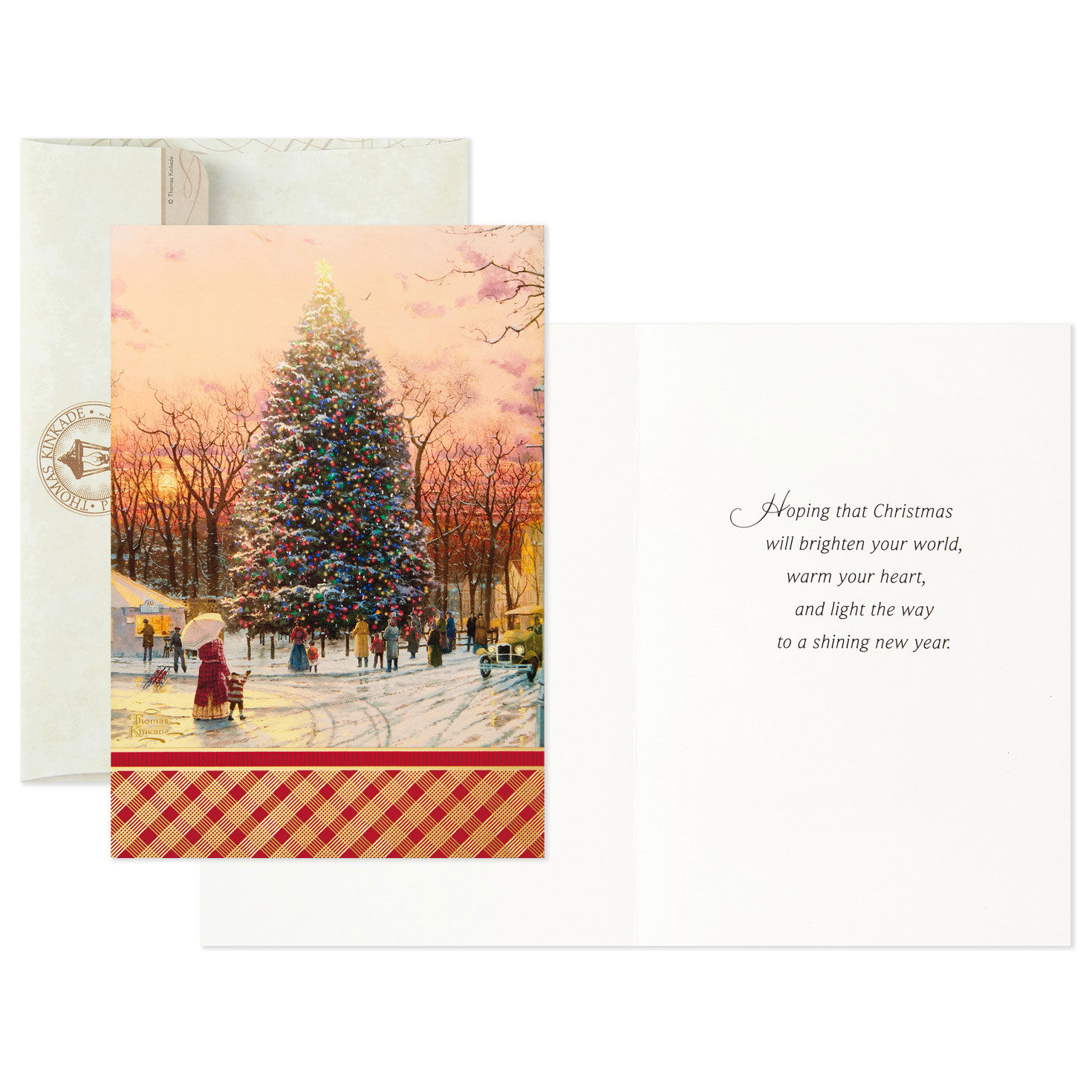 Thomas Kinkade Snowy Scenes Assorted Boxed Christmas Cards Card Front with Sentiment image number 4