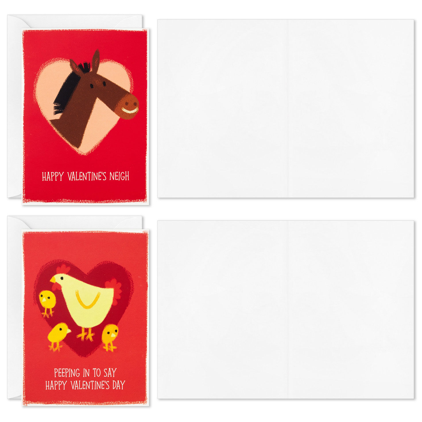 Funny Animals Blank Valentines Day Card Assortment fronts with open cards image number 5