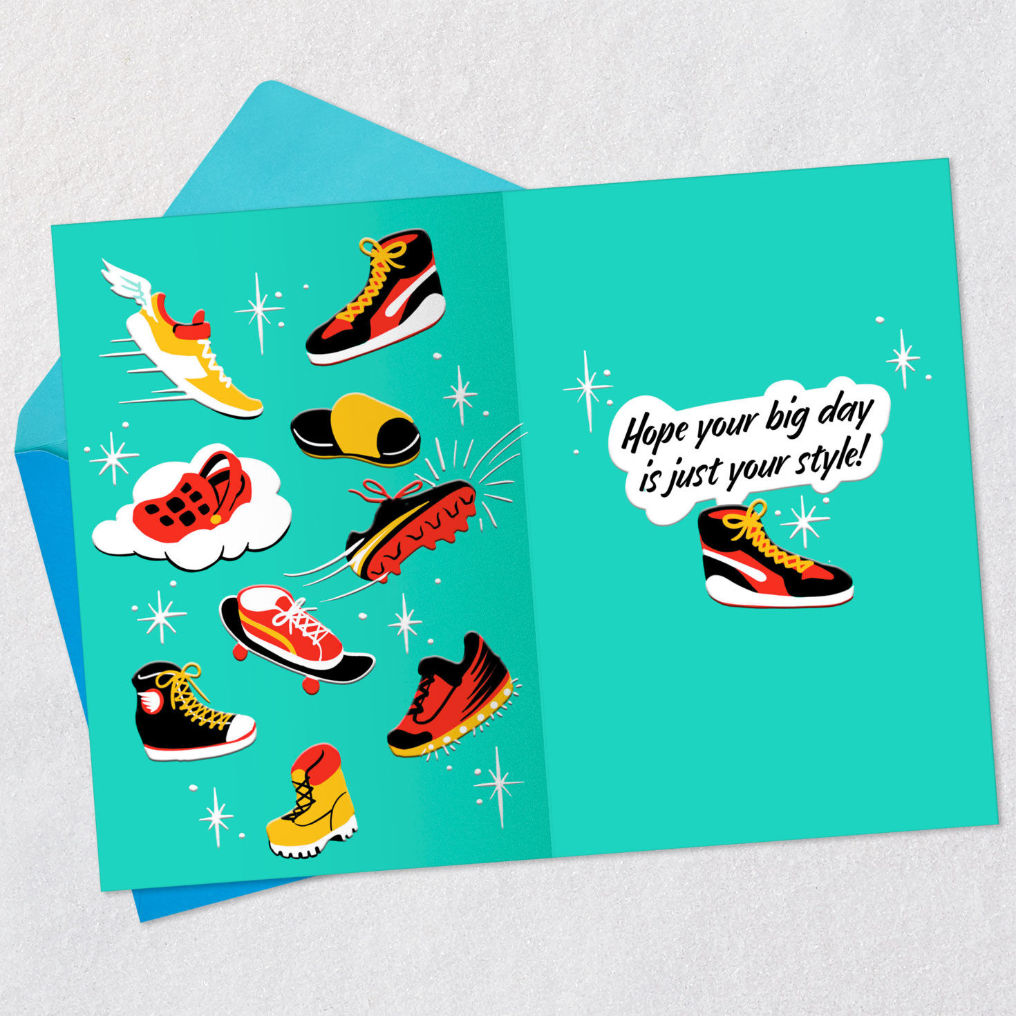Shoe Graphics Kids Birthday Card Open card with envelope image number 3