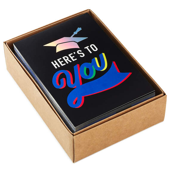 Assorted Bold and Iridescent Graduation Cards, Box of 36
