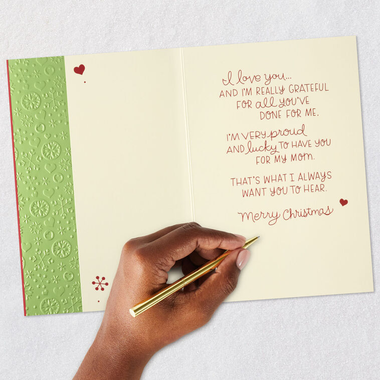 Holiday Heart Charms Mom Christmas Card From Daughter Signing card image number 7
