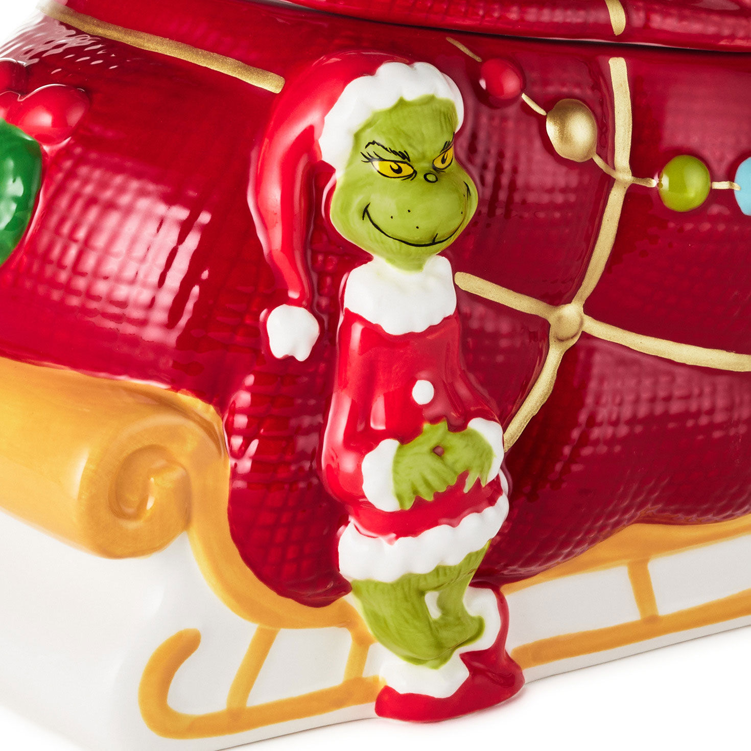 Sculpted Grinch and Sleigh Cookie Jar With Sound  image number 5