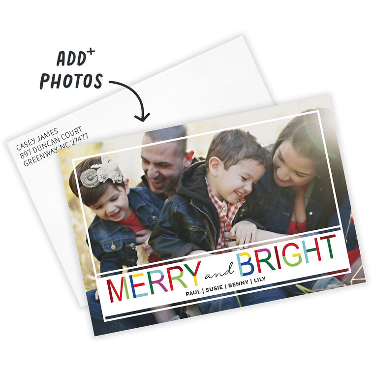 Merry and Bright Flat Christmas Photo Card, , large image number 3