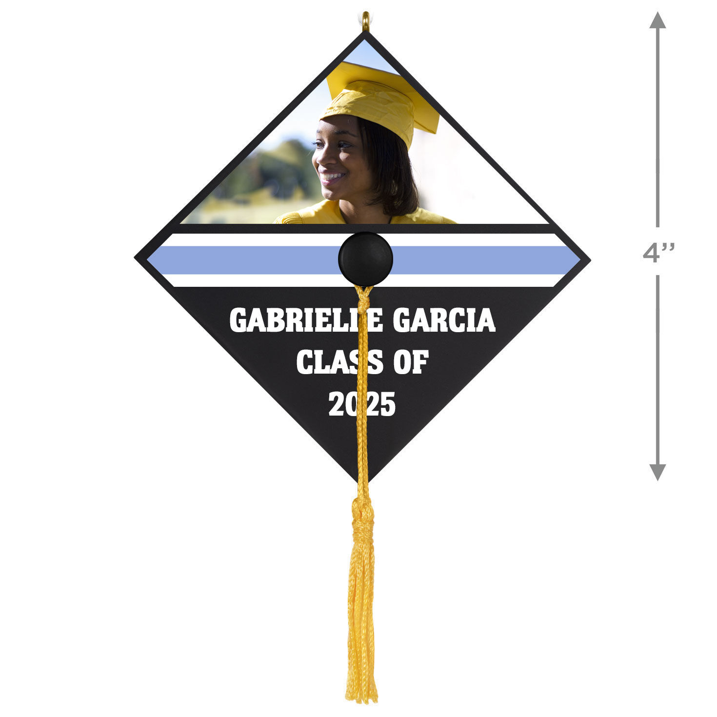 Graduation Cap Text and Photo Personalized Keepsake Ornament  image number 3